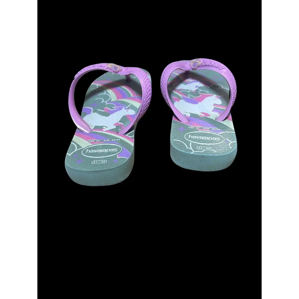 Havaianas Kids Unicorn Space Flip Flops Purple Blue Sandals Size 2Y EUR 33/34